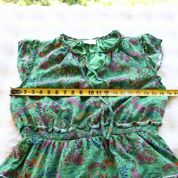 Sugarlips Green and Red Ruffled Tiered Mini Dress, Perfect Fun SPRING Dress - Picture 4 of 7